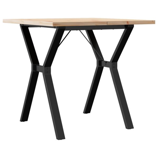 vidaXL Table à manger cadre en Y 80x80x75 5cm bois de pin massif fonte