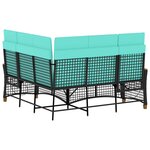 vidaXL Ensemble de canapés inclinables de jardin Noir et turquoise