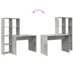 vidaXL Bureau Gris béton 138.5 x 55 x 143 cm Bois d'ingénierie