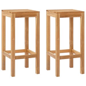 vidaXL Tabouret de bar 2 Pièces Naturel Bois de teck massif