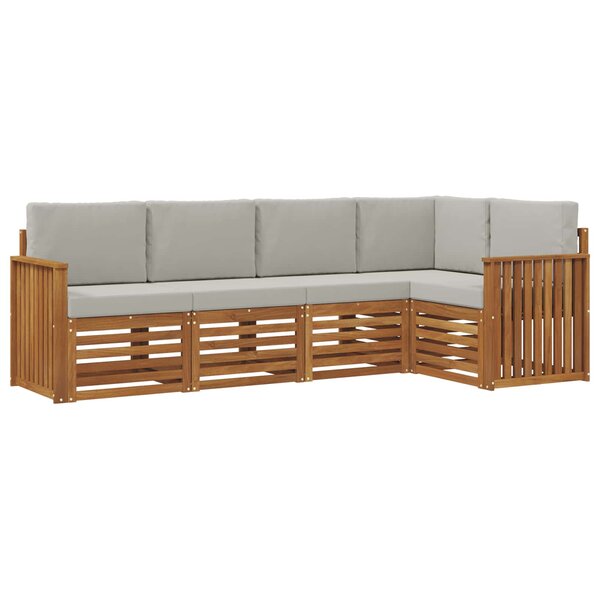 vidaXL Ensemble de canapés d'extérieur 5 pc Gris Naturel et Clair