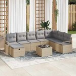 vidaXL Ensemble de canapé de jardin 9 Pièces beige et gris clair