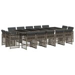 vidaXL Ensemble à manger de jardin 15 Pièces coussins gris résine tressée