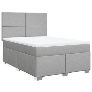 vidaXL Sommier à lattes de lit avec matelas Gris clair 140x200cm Tissu