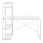 Bureau avec étagères poste de travail table de bureau panneau de fibre de bois mélaminé et métal 122 x 120 x 64 cm blanc 03_0001139