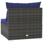 Vidaxl canapé central de jardin avec coussins gris résine tressée