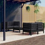 vidaXL Salon de jardin 5 Pièces avec coussins anthracite Bois de pin