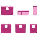 vidaXL Cadre de Lit Mezzanine pour Enfants avec Rideaux Blanc et rose