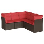 vidaXL Salon de jardin avec coussins 5 Pièces marron résine tressée