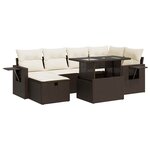 vidaXL Salon de jardin avec coussins 7 Pièces marron résine tressée