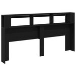 vidaXL Tête de lit LED avec étagère Chêne noir 200 x 18.5 x 103.5 cm