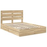 vidaXL Lit de Rangement Chêne Sonoma 140 x 200 cm Bois d'ingénierie