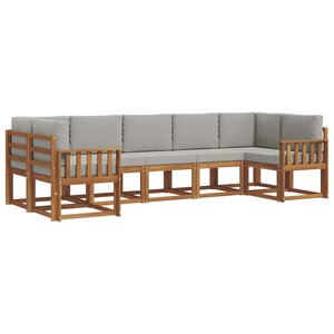 vidaXL Ensemble de canapés d'extérieur 7 pc Naturel et gris clair