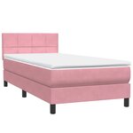 vidaXL Sommier à lattes de lit avec matelas et LED rose 80x220 cm velours