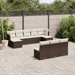 vidaXL Salon de jardin 10 Pièces avec coussins marron résine tressée