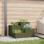 Bac de jardin vidaXL 100x100x60 cm Vert olive Acier