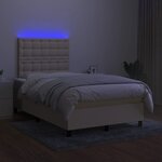 vidaXL Sommier à lattes de lit matelas et LED crème 120x190 cm tissu