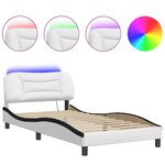 vidaXL Cadre de lit avec LED sans matelas Hvar blanc et noir 100x200 cm