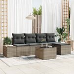 vidaXL Ensemble de canapé de jardin 6 Pièces Gris Poly rotin