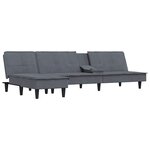 vidaXL Canapé-lit en forme de L gris 255x140x70 cm velours