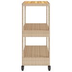 vidaXL Chariot de bar 3 niveaux beige rotin et bois d'acacia massif