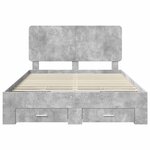 vidaXL Cadre de lit Gris béton 150 x 200 cm Bois d'ingénierie
