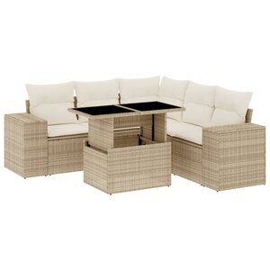 vidaXL Salon de jardin avec coussins 6 Pièces beige résine tressée