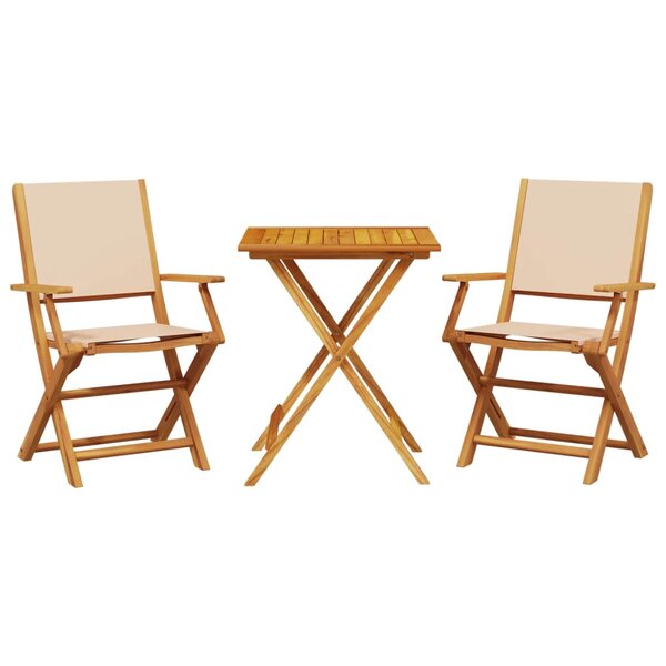 vidaXL Ensemble de bistro 3 Pièces beige tissu et bois massif