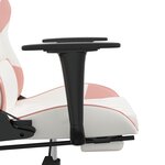 vidaXL Chaise de jeu avec repose-pied Blanc et rose Similicuir