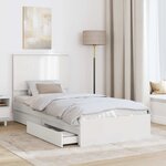 vidaXL Lit de Rangement Blanc 90 x 200 cm Bois d'ingénierie