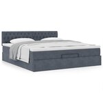 VidaXL Cadre de lit ottoman avec matelas gris foncé 180x200 cm velours