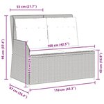 vidaXL Banc inclinable de jardin avec coussins beige résine tressée