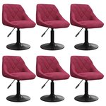 vidaXL Chaises à manger pivotantes lot de 6 rouge bordeaux velours