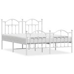 vidaXL Cadre de lit métal sans matelas et pied de lit blanc 140x190 cm