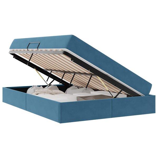 vidaXL Lit avec rangement et matelas Bleu foncé 140 x 190 cm Velours