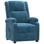 vidaXL Fauteuil inclinable électrique bleu velours