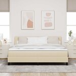 vidaXL Lit boxspring avec matelas Crème 180 x 200 cm tissu