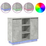 vidaXL Buffet LED Gris béton 90 x 32 x 75 cm Bois d'ingénierie