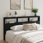 vidaXL Armoire tête de lit avec LED noir 200x17x102 cm