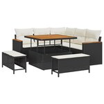 vidaXL Ensemble de canapé de jardin avec coussin 8 Pièces Noir Poly rotin