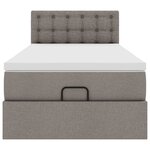 vidaXL Lit ottoman avec matelas et LED taupe 90x200 cm tissu