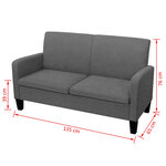 vidaXL Canapé à 2 places 135x65x76 cm Gris foncé
