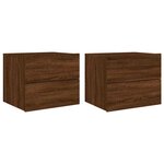 vidaXL Tables de chevet murales avec lumières LED 2 Pièces chêne marron