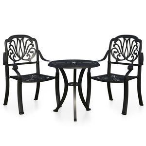 vidaXL Ensemble de bistro 3 Pièces Aluminium coulé Noir