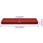 vidaXL Tapis d'escalier 30 Pièces 65x21x4 cm Rouge