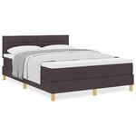 vidaXL Lit boxspring avec matelas Marron foncé 140 x 190 cm tissu