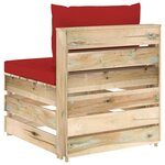 vidaXL Canapé central sectionnel avec coussins Bois imprégné de vert