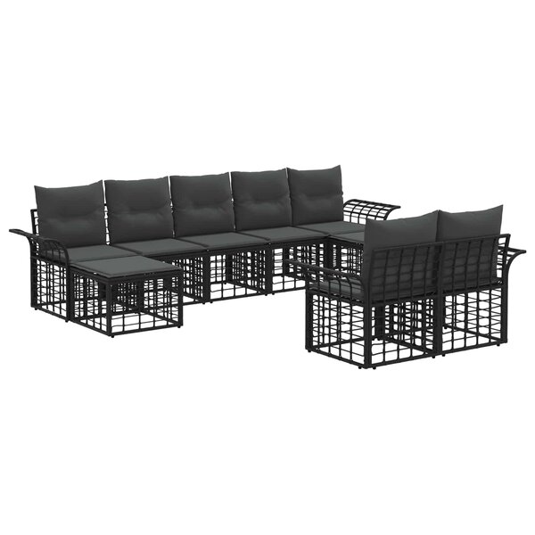 vidaXL Ensemble de canapés d'extérieur 9 Pièces Noir et Gris foncé