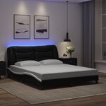 vidaXL Cadre de lit avec LED sans matelas noir et blanc 160x200 cm