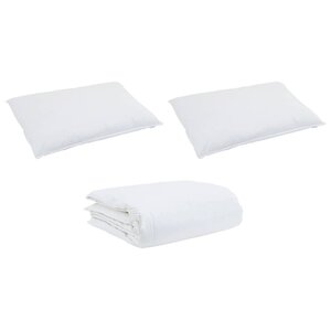 vidaXL Ensemble de Duvet avec oreiller 3 Pièces Blanc Plume de canard